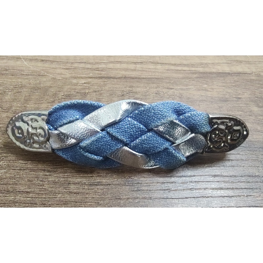 Denim Blue Jeans Hair Bow Ponytail Accessory Vintage Hair Clip Barrette Z27